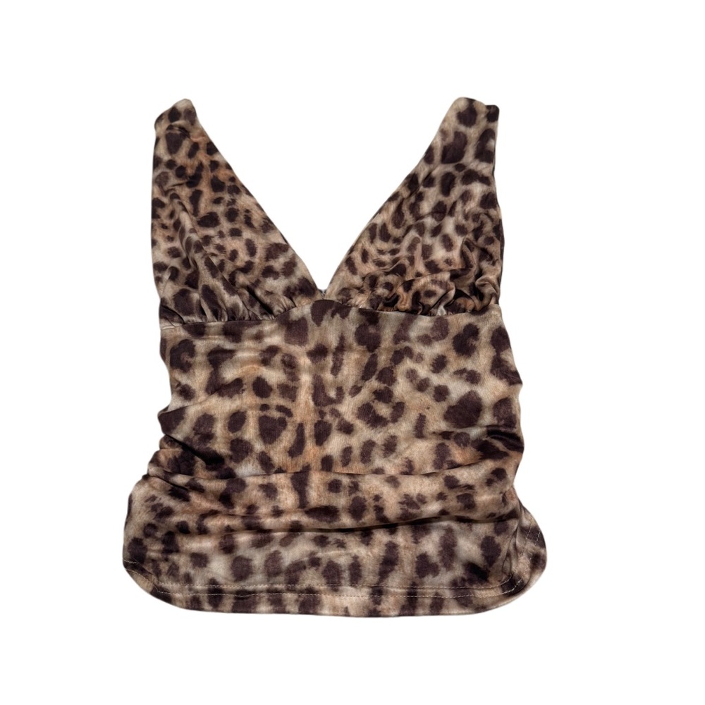 SHEIN White and Brown Patterned Top
